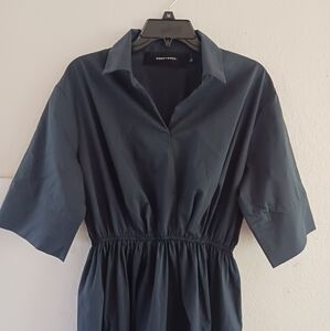 Women's‎ Navy Poplin Midi Dress